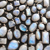 925 Sterling Moderne Éclairage Suspension Authentique Arc-En-Lune Blanc Topaze Gemmes Vintage Pierre Cristal Pendentifs Charmes