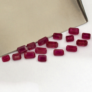 4x3mm-5x3mm ด้านคุณภาพธรรมชาติพม่าทับทิมแปดเหลี่ยมมรกตตัดเพชรพลอยหลวมสำหรับเครื่องประดับจากอินเดีย - Product Image 2