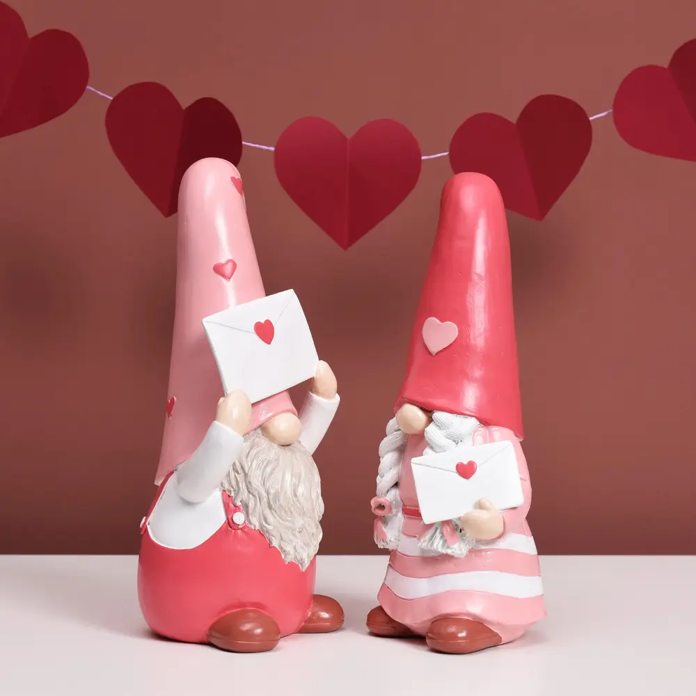 Hadiah Hari Valentine 2021 Kerajinan Indah Penyihir Ornamen Meja Pink Valentine Swedia Tanpa Wajah Dekorasi Patung GNOME