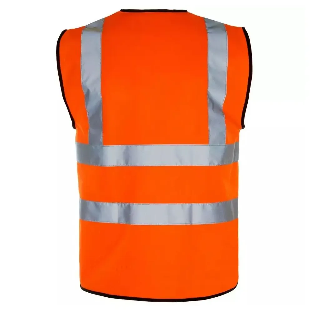 Customized Logo black colo Security Guard High Visibility Reflective Vest Front Zipper Cheap price safety jacket vests work wear