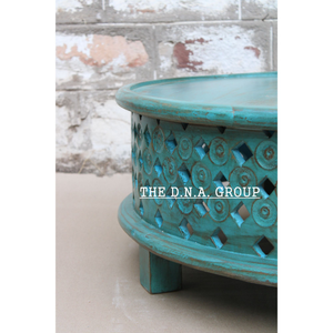 Mesa de centro de madera sólida redonda, muebles decorativos de diseño único indio, mesa de café redonda tallada clásica, gran oferta - Product Image 5