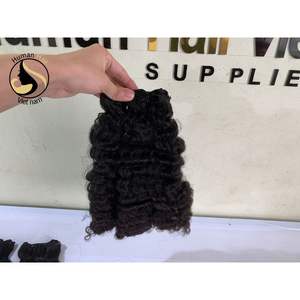 Extensiones de cabello humano brasileño 100% de alta calidad, cabello de trama de Color Natural ondulado profundo, venta al por mayor - Product Image 1