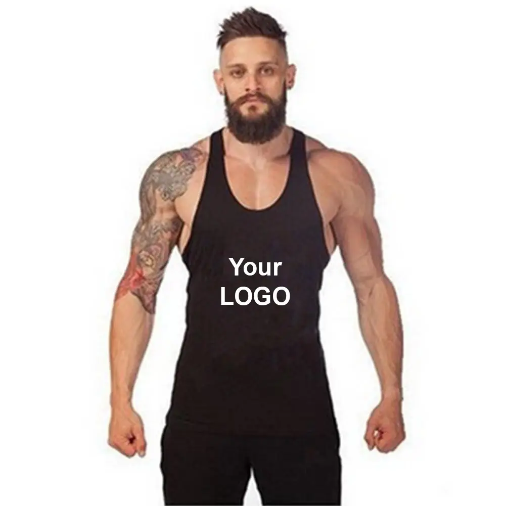 Design your own gym vest with custom logo design Blank stringer vest for men with custom printing designs on cheap prices