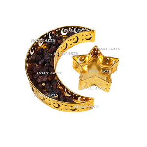 ถาดขนมช็อคโกแลตรูปดวงจันทร์และดาวถาดเสิร์ฟขนมวันสีทองทำจากโลหะ - Product Image 3