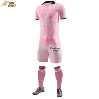 Jersey Sepak Bola Sublimasi Pria dan Wanita Dewasa, Pakaian Olahraga Bernapas Cepat Kering, Logo Kustom untuk Seragam Tim Bermain