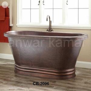 Bañera de cobre martillado doble zapatilla de forma ovalada - Product Image 1