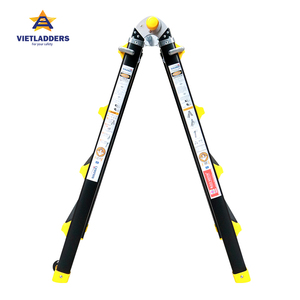 Industrial <b>Foldable</b> Aluminum Alloy Ladders 4 <b>Steps</b> 6FT Extended Height Manual Lock 150kg Capacity <b>Step</b> Ladder Outdoor Warehouse - Product Image 1