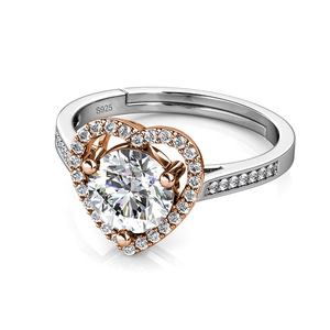 <span class=keywords><strong>925</strong></span> in argento Sterling 18k <span class=keywords><strong>oro</strong></span> bianco 1 carato GRA Moissanite amore cuore promessa anello da donna gioielli destino - Product Image 1