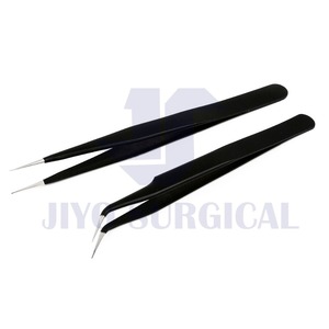 Pinzas profesionales para pestañas negras, herramienta aplicadora de extensión de pestañas de precisión de acero inoxidable - Product Image 6