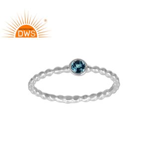 ธรรมชาติรอบตัดลอนดอนสีฟ้าบุษราคัมพลอยแหวนเครื่องประดับผู้ผลิต925เงินสเตอร์ลิง Dainty แหวนเครื่องประดับปรับผู้ผลิต - Product Image 1
