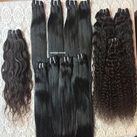 Extensiones de Cabello Humano Remy Virgen 100% Natural Ondulado Sin Procesar de Doble Trama Cosida a Máquina al por Mayor de Templo Indio
