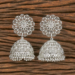 Pendientes antiguos Jhumki con rodio, 206914 - Product Image 2