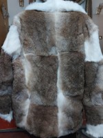 Jaket Musim Dingin Kasual Tebal Berkualitas Premium Bulu Kelinci Asli Nefertiti untuk Pria Ukuran Besar Kerah Lipat Buatan Tangan Beludru Tinggi