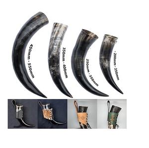 Corne à boire naturelle de meilleure qualité et polie avec corne à boire de toutes tailles et support en cuir à vendre - Product Image 1