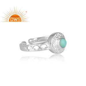 Trendy Wedding & Party Turquoise Gemstone <b>Statement</b> <b>Ring</b> 925 Sterling <b>Silver</b> Bezel Setting Unisex Jewelry - Product Image 3