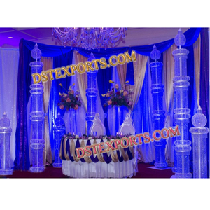 Columnas de Cristal Metálicas para Escenario de Boda, Pilares de Cristal para Pasillo de Boda, Columnas de Latón Metálicas con Cristales para Escenario de Boda, Irlanda - Product Image 1