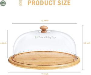 Servidor de Pastel Premium Ecológico con Tapa de Madera, Base Metálica, Superficie Lisa, Borde Decorativo para Mesa, Modelo Utilitario - Product Image 2