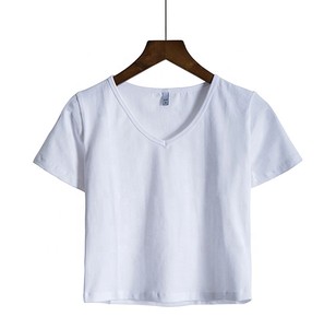 Camiseta negra informal de manga corta para mujer, top corto ajustado, novedad - Product Image 3