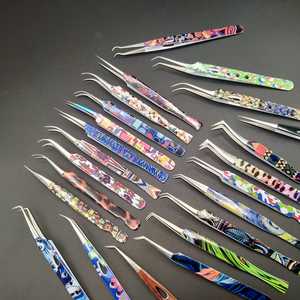 Pinzas de extensión de pestañas puntiagudas personalizables Opción de logotipo personalizado de acero inoxidable sólido recubierto de papel para el cuidado de pestañas de volumen - Product Image 4