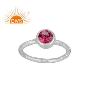 Bague en argent Sterling 925, vente en gros, bijou fait à la main, coupe ronde, topaze rose, pierre précieuse, possibilité de vente en gros - Product Image 1