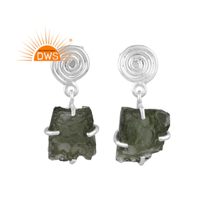 Pendiente colgante de piedras preciosas de moldavita Natural de Plata de Ley fina 925 para mujer, joyería para mujer, regalo para ella - Product Image 1