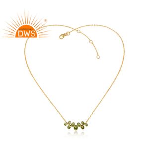 Jolie pendentif péridot, collier de fabrication de bijoux de mariage, en or plaqué argent 18 carats, fait à la main - Product Image 2