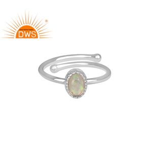 Anillo de GEMA de ópalo etíope hecho a mano, conjunto de joyería al por mayor, corona de plata de ley fina, proveedor de joyería - Product Image 1