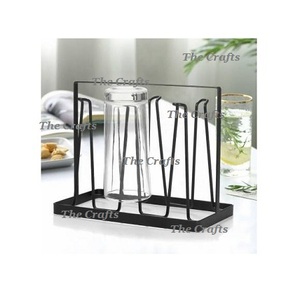 Soporte de vidrio de hierro de Color negro, soporte de vidrio de tamaño y forma personalizado para uso de utensilios de cocina de restaurante de Hotel en casa - Product Image 2