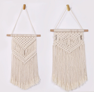Handcrafted off-<b>white</b> cotton macrame wall <b>hanging</b> - Product Image 1