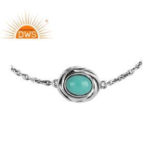 Pulsera de plata de ley 925 oxidada, joyería al por mayor de piedras preciosas de color turquesa - Product Image 1