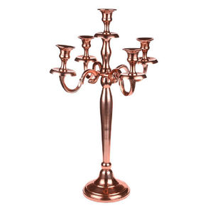 Candelabro de Metal de 5 brazos, accesorios de boda, decoración de mesa, oro rosa - Product Image 1