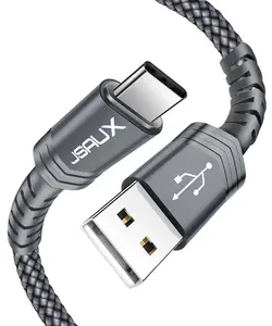 JSAUX Hot Selling Durable 1 Meter 3.3ft Grey Nylon Braided Quick Charge Type C Cable for Samsung Galaxy S9 S8 S20 Plus Note 10
