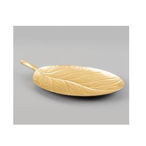 Plateau décoratif en métal gaufré en Aluminium, nouveau Design de feuille de banane plateau en Aluminium de service de feuille d'or avec une grande forme rectangulaire - Product Image 4