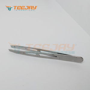 Nouveau 9.5 cm Argent pince À Sourcils Inclinée pointe Bien Conçu Pointe Fantaisie poignée Meilleur Pour Sourcils cheveux plumer étiquette privée et logo - Product Image 2