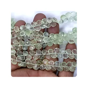 Green Prehnite Gemstone Beads Stone Beads Faceted Heart Shape Beads Supplier