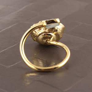 แหวน Druzy และ Druzy สีเทาธรรมชาติ,แหวนทองเหลืองชุบทอง24K แหวนปรับขนาดได้แฮนด์เมดแหวน Boho - Product Image 3