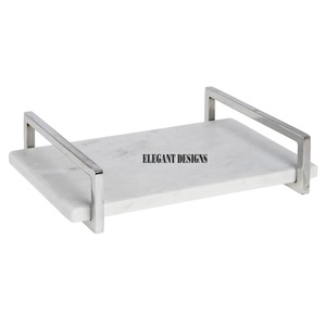 Bandeja de servicio de mármol, Plato decorativo de servicio, elegante y lujoso, indio, oferta - Product Image 1