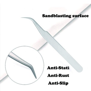 Pinzas de volumen de acero inoxidable tipo L, pinzas de punta de fibra de 75 grados para extensiones de pestañas, pinzas de extensión de pestañas personalizadas OEM ODM - Product Image 3