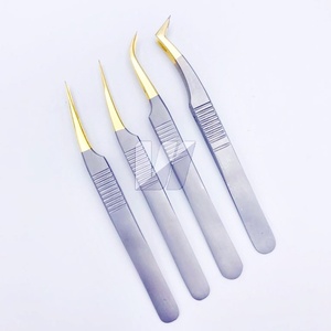 Pinzas de extensión de pestañas japonesas sostenibles de acero inoxidable al por mayor logotipo personalizado punta dorada agarre fuerte Tipo de Volumen - Product Image 5