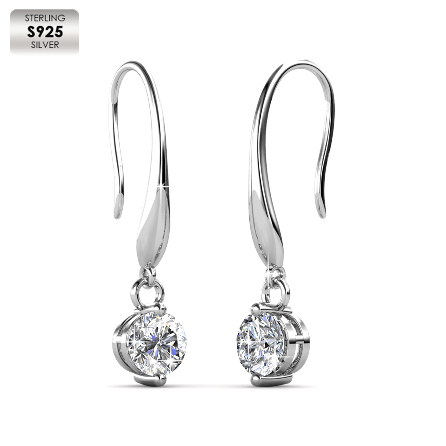 Silver 925 18k White Gold Plated Hook Earrings