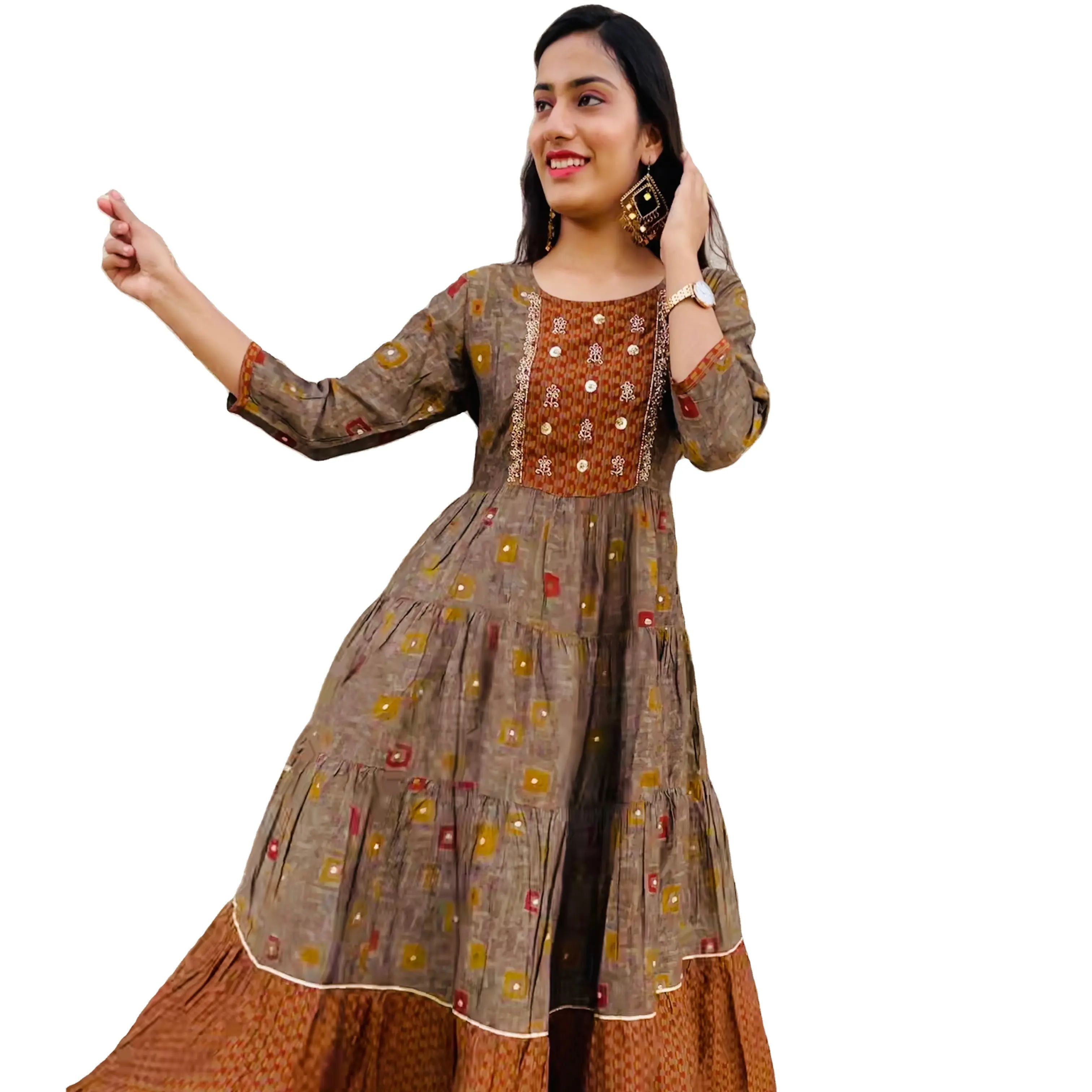 महिला फैशन लंबी परिधान स्वभाव प्रिंटों के साथ कुर्ती और आराम में <span class=keywords><strong>भारतीय</strong></span> कारीगरों द्वारा handwork अनुकूलित डिजाइन रेयान कपड़े