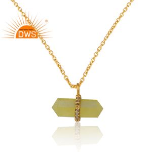 Latest 2026 Sterling <b>Silver</b> Natural Yellow Moon Stone & CZ Gemstone Pendant <b>Necklace</b> For Women Jewelry Manufacturer - Product Image 2