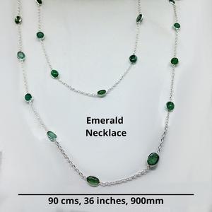 Everyday Wear 925 Sterling <b>Silver</b> Emerald <b>Long</b> <b>Chain</b> <b>Necklace</b> - Product Image 3