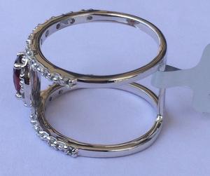Silverjewlery Gemstonejewelry's Unique 925 <b>Silver</b> Double Band Ring Rhodium <b>Plated</b> Garnet for Weddings Anniversaries Parties - Product Image 2