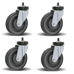 5 Zoll graues TPR-Rad Trolley Cart <span class=keywords><strong>Caster</strong></span> Schwenkbarer Gewindes tiel mit Total Brake Shopping Trolley Platform Cart Casters <span class=keywords><strong>Wheel</strong></span> - Product Image 1