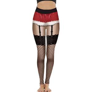 Women's Christmas & St Patrick's Day Solid <b>Pattern</b> Breathable High Waist Elastic Slim Workout <b>Leggings</b> - Product Image 4