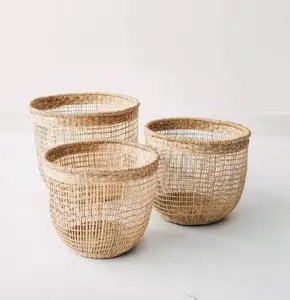 Seagrass material Handmade Basket 100% natural seagrass material planter pot Rattan Storage Basket hot sales