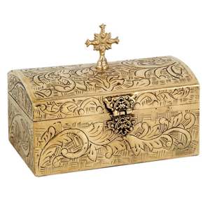 Brass Wood Reliquary <b>Box</b> for Religious Use - Product Image 1