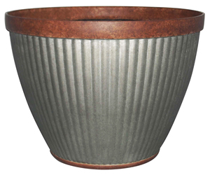 Jardinière ronde en métal galvanisé gris moderne, écologique, pour l'intérieur et l'extérieur, pot de fleurs pour la maison avec taille personnalisée - Product Image 1