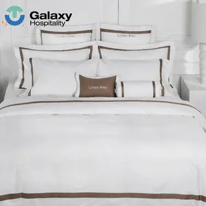 Tùy Chỉnh Khách Sạn Bed Sheets 100% Cotton Bed Linen Khách Sạn Quilt Bộ Đồ Giường Với Bụi Bìa Và Gối Trường Hợp